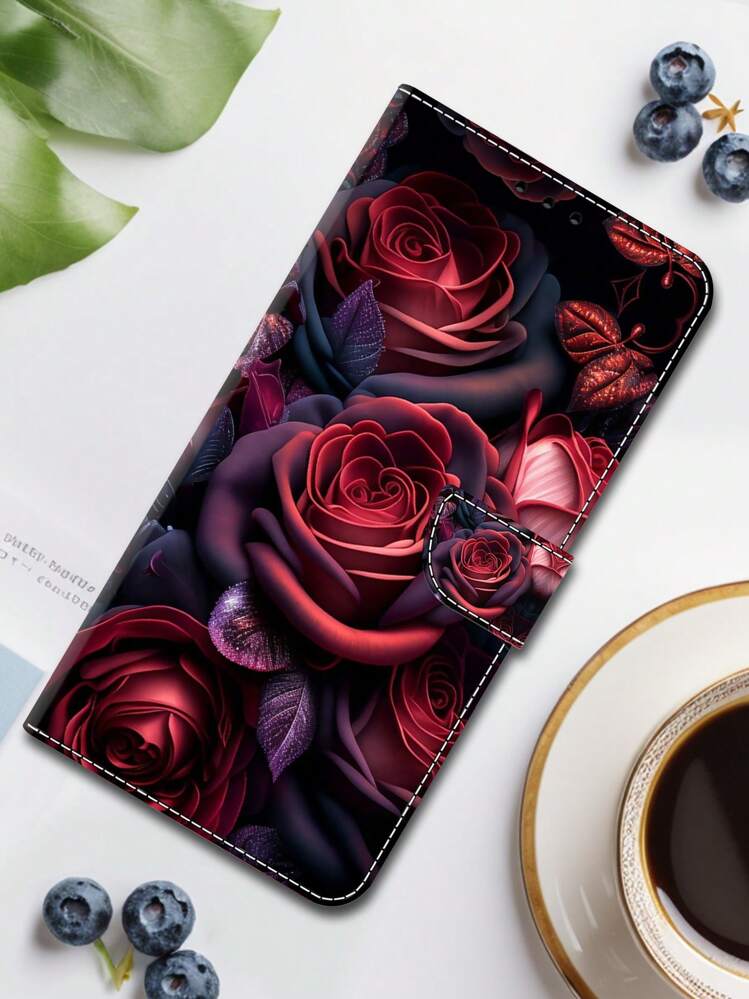 GLANDOTU Elegant Black Rose Wallet Phone Case, Made Of PU Leather, With Card Slots, Magnetic Closure, Foldable Stand, Suitable For Various Phone Brands And Models, Waterproof, Shockproof, Anti-Fall, Anti-Scratch.,International Version, Not The Domestic Version - Multicolor - View 6