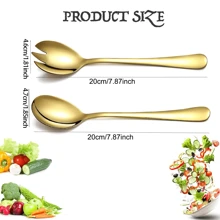 2pcs Salad Server Set, Stainless Steel Salad Spoon Salad Fork, Salad Serving Set For Home/Kitchen/Restaurant/Party/Easter/Mother's Day, Mirror Polished, Dishwasher Friendly