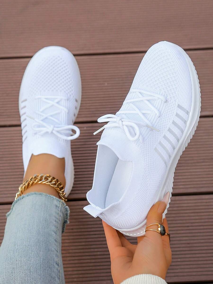 New Women Sports Shoes Anti-Slip Soft Sole Comfortable Casual Versatile Sneakers, Spring/Autumn - White - View 1