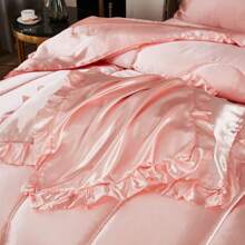 Satin Bed In A Bag 8 Pieces Queen Size Silk Like Black Comforter Set Luxury Silky Bedding Set Soft Lightweight Comforter Set Cooling Sheet Set - 粉色 - 查看 9