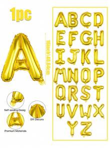 1 个 16 英寸金色字母设计铝箔气球，A-Z 字母气球，DIY 派对装饰用品，生日派对，结婚周年纪念，家居装饰 - 金色 - 查看 3