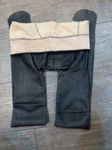 Plush Tights│Translucent Lined Plus Size Tights - Black - View 3