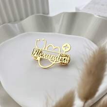 1pc Elegant Customizable Stainless Steel Caduceus Brooch - Personalized Doctor Name Badge With Heart And Cross Design, Nurse Gold Medical Jewelry, Men's Fashion Accessories - Gold - View 1