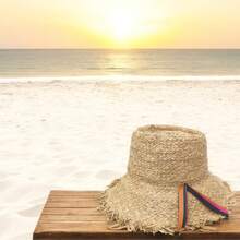 Cappello da spiaggia bohémien casual ed elegante, con fiocco a contrasto di colore solido, protezione UPF, adatto per primavera, estate e autunno - Naturale - Visualizzare 2