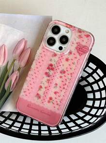 韩国春季 Y2K 玫瑰花朵心形蕾丝条纹 IMD 手机壳适用于 iPhone 16 Promax 15 Promax 14 13 Pro 时尚 INS 防震后盖 - 粉色 - 查看 5