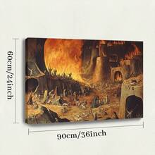1 Pc, A Medieval Painting Of The Fiery With Many Demons And Devil, Original, Canvas, Wall Art, Living Room Wall Decorations, Bedrooms, Bathrooms, Frame Poster Art Prints, Hanging Paintings, Home Decoration, Festivals. Home 1 - Multicolor - View 11