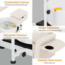 LUXMARS 带凳子和气泡按摩足浴的修脚椅，液压修脚椅，无需管道，360°旋转，适用于美甲师、美容水疗沙龙工作站、理发椅、修脚椅、纹身椅、梳妆椅、洗发椅、按摩椅、编发椅、造型椅、沙龙椅、淋浴椅，家用美发师椅，沙龙椅，沙龙造型椅，美发师沙龙椅 - 白色 - 查看 7