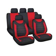 5 Full-Seat Car Seat Cover Universal Style 2 Front Seats 1 Backrest 1 Back Cushion 5 Head Caps Multiple Colors Optional Thin Polyester Fabric 2 Mm Sponge