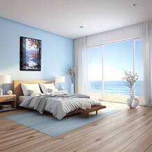 Pastel Landscape With Cherry Blossoms And Mountains. Large Wooden Framed Wall Painting Artist Home Decoration Oil Painting - Bedroom, Bathroom, Living Room, Office, Kitchen, Christmas Gifts - 1 Piece - 彩色 - 查看 6