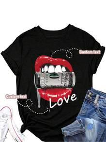 Custom Sports Personalized Gift, Custom Women's Crew Neck T-Shirts, Add Pictures (Selfies/Patterns/Family Photos/Friends/Logos, Etc.)