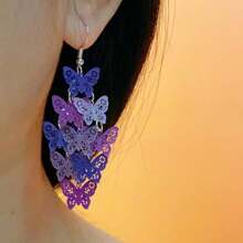 Un par de pendientes bohemios de borla con mariposa colorida de moda y sencillos, ideales para el Día de la Madre, vacaciones, cumpleaños, uso diario, joyería exquisita, pendientes para mujer