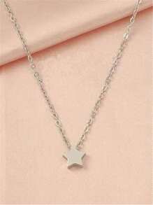 1pc Fashionable Minimalist Stainless Steel Star Pendant Necklace, Personalized Necklace Gift For Girlfriend, Wife
