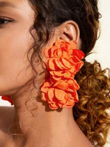 Pendientes grandes con flores hechos a mano inspirados en la moda de resort para mujeres