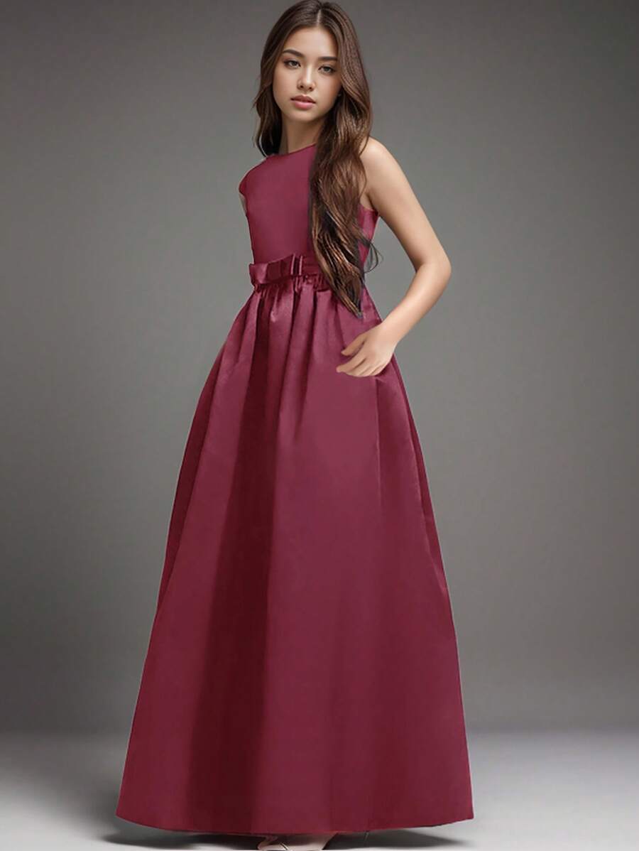 Rust-Red Dress Formal Gown For Teen Girl, Birthday Party Performance - Burgundy - View 1