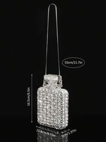 1 件迷人闪亮香水瓶形手拿包，优雅奢华女士水晶钱包，手工制作的金属钻石包，适合派对、婚礼、宴会，不适合放手机