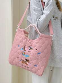 1pc Puppy, Lightweight, Campus Casual Embroidery Crossbody Bag, Detachable Backpack, Suitable For Teen Girls, Female College Students, Backpack, Back To School Season, Textbook Bag, Medium And Large Students