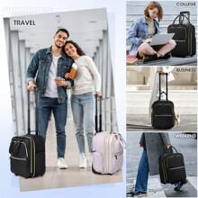 Underseat Carry On Luggage With Wheels, 16-Inch Airline Approved Luggage Lightweight Softside Underseater Travel Suitcases Durable Overnight Bag Rolling Carry-On Bag For Women Men - 黑色 - 查看 7