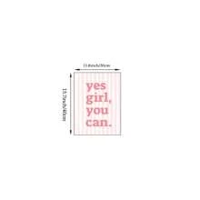 1 件 Yes Girl You Can 墙壁艺术图片励志名言帆布印刷画少女积极肯定海报粉色印刷装饰适用于卧室、客厅、公寓、宿舍墙壁装饰礼物送给她无框 - 彩色 - 查看 10