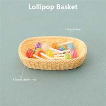 1 套微型逼真拐杖糖模型装饰配件、篮子和装饰品