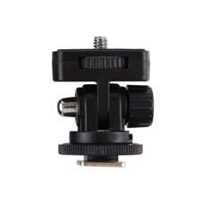 Soporte de zapata fría con abrazadera de tornillo triangular de 1/4", accesorio fotográfico para DSLR, cámara, teléfono inteligente, monitor, visor de ángulo bajo, adaptador de zapata caliente/fría - Negro - Ver 1