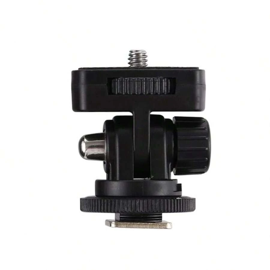 Soporte de zapata fría con abrazadera de tornillo triangular de 1/4", accesorio fotográfico para DSLR, cámara, teléfono inteligente, monitor, visor de ángulo bajo, adaptador de zapata caliente/fría - Negro - Ver 1