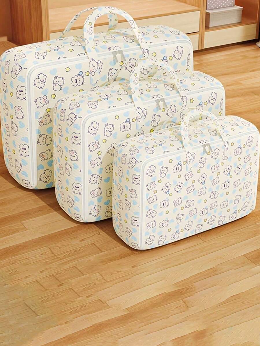 1 件大容量卡通旅行收纳袋 - 可折叠被子和衣物收纳袋，塑料搬家和包装袋 - 彩色 - 查看 1