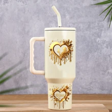 8 件 UV DTF 金色母亲系列设计花卉转印贴纸，防水适用于 16 盎司玻璃杯，Libbey 贴花，不锈钢滚筒乙烯基转印，彩色设计贴花，UV DTF，适用于马克杯、冰箱、玻璃杯、咖啡杯和任何平面，防水 DIY 装饰（不含杯子） - 彩色 - 查看 4