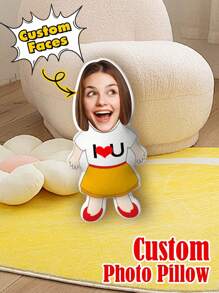 1 pièce Coussin personnalisé, coussin personnalisé avec photo, coussin décoratif Minime personnalisé - Conception de photo personnalisée pour elle ou lui, coussin 3D, peluche moulée, impression recto-verso, cadeau unique pour petit ami, petite amie, maman, papa, amis et famille - idéal pour intérieur, canapé, lit, voiture, salon de thé, chambre à coucher, décoration de salle de séjour
