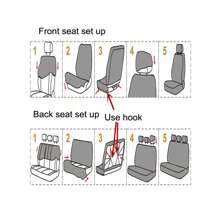 5 Full-Seat Car Seat Cover Universal Style 2 Front Seats 1 Backrest 1 Back Cushion 5 Head Caps Multiple Colors Optional Thin Polyester Fabric 2 Mm Sponge