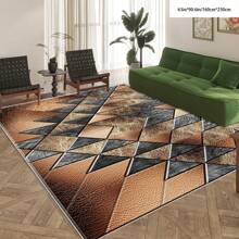 1pc Crystal Velvet Embossed Plaid Area Rug/Doormat - 5mm Thick, Waterproof, Non-Slip, Easy Clean, Machine Washable, Soft & Comfortable, Suitable For Entryway, Kitchen, Living Room, Bedroom, Hallway, Bathroom, Laundry Room - Carpet Decor