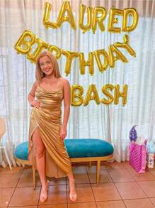 1 个 16 英寸金色字母设计铝箔气球，A-Z 字母气球，DIY 派对装饰用品，生日派对，结婚周年纪念，家居装饰 - 金色 - 查看 6