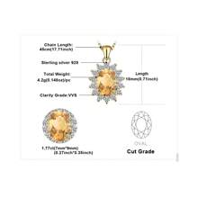 JewelryPalace 1pc 925 Sterling Silver Elegant And Glamorous Classic Design Exquisite Multi-Faceted Oval Cut Gemstone Birthstone Silver Pendant Necklace For Women For Prom Party Banquet For Dating Gift Fine Jewelry - Natural Citrine Gold - 查看 4