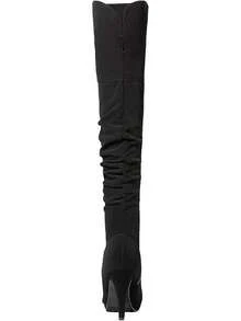 Women's Black Chunky Thigh High Over Knee High Heel Boots - 2025 Style - Sarahi-blacknubuck - Xem 5