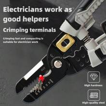 Heavy Duty Wire Strippers, Sturdy Cable Stripping Pliers For Electrician, Multi-Purpose Wire Cutter Stripper Tool - Black - View 4