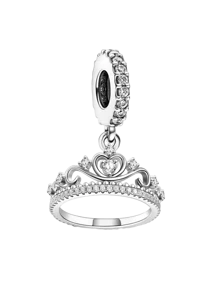 1 件 925 纯银爱心皇冠花珠饰物适合女士手链手镯 DIY 珠宝制作和日常服装搭配珠宝装饰适合女孩 - 銀色 - 查看 15