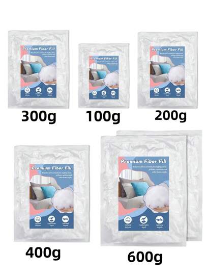 1 conjunto de 100/200/300/400/600g de enchimento de poliéster tridimensional, fofo e inodoro, adequado para enchimento de travesseiros, material de enchimento de boneca de feltro