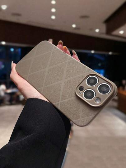 1 个菱形仿皮纹理手机壳适用于 iPhone 11、12、12 Pro Max、13、13 Pro Max、14、14 Pro Max、15、15 Pro Max、16、16 Pro Max