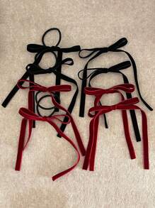 2pcs Women Solid Color Bow Ribbon Velvet Hair Tie, Elegant And Simple Vintage Hairstyle Accessories Suitable For Daily Wear Ponytail Holders Hair Elastics Hair Rubber Bands Scrunchies Hair Rope Elastic Hair Tie, Hair Bobbles ,Gifts Head Accessories