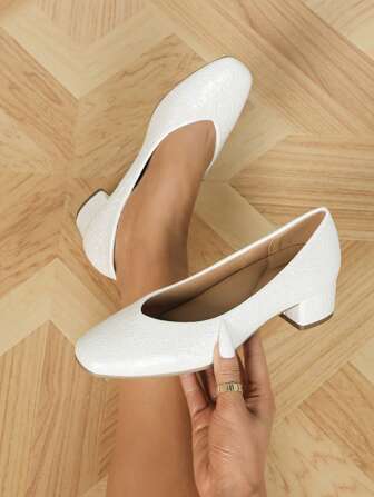 Damen Quadratische Zehenkappe Slip-On Bequeme Plateau Absatz Weiche Sohle Arbeitsschuhe