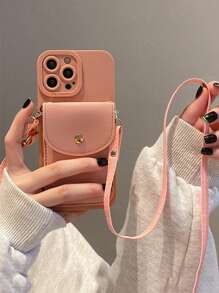 多功能斜挎绳信用卡夹钱包手机壳女式防震软保护套适用于 iPhone 16/15 Pro Max/14/13/12/11 S23 - 米色 - 查看 4