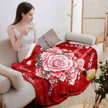 1 件舒适情人节印花定制名字法兰绒毛毯，现代风格涤纶纤维矩形，柔软温暖，适合客厅、沙发、床上家居使用，也可用于户外旅行，是情人节、复活节、生日派对、周年纪念日和各种节日的完美个性化礼物