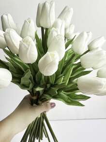 1/3/5/10/20 Piezas de Flores Artificiales de Tulipanes Tacto Real Ramo de Flores de Tulipanes Falsos de PU para Decoración Hogar, Boda, Fiesta, Oficina, Decoración Hogar Pascua