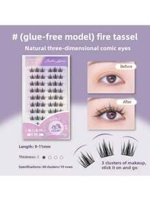 100 簇/10 排无胶化妆睫毛，猫眼睫毛，天然睫毛，旅行必备化妆工具