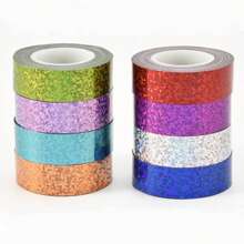 8 卷闪光和纸胶带，艺术与工艺品装饰胶带，闪光胶带，适用于 DIY 装饰、标签、办公室和学校使用 - 彩色 - 查看 7