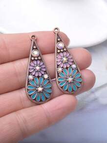 6قطع من سبيكة الزنك على الطراز الرجعي أشكال زهرية ذات قطرات ماء طويلة، قلادات مجوهرات مرصعة بالراين ستون، اكسسوارات