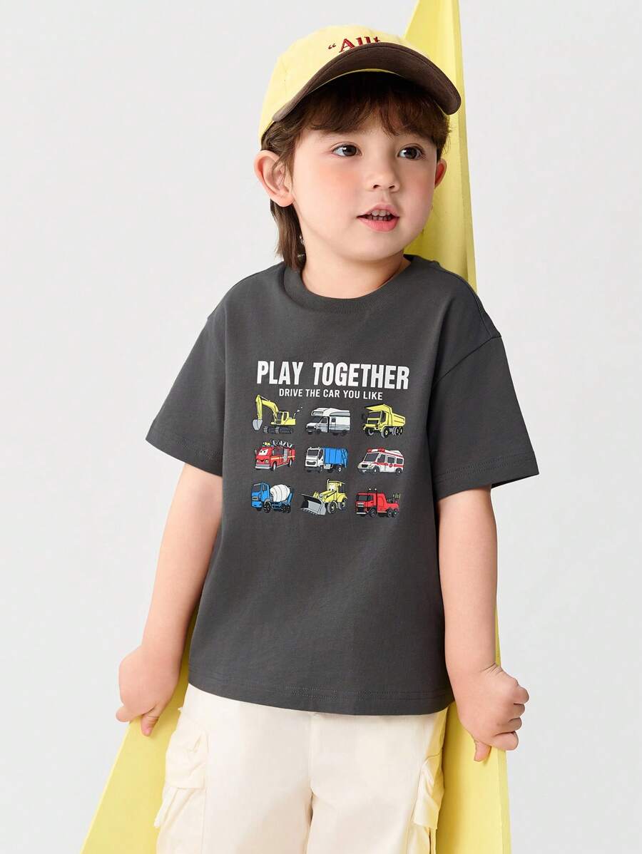 Balabala Young Boys Quick-Dry Cartoon T-Shirt, 2025 Summer Top