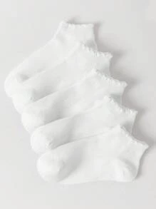 5/20/30 Pairs Children Summer Thin Mesh Socks, Pure White Lace Rim Seamless Socks For Students - White - View 13