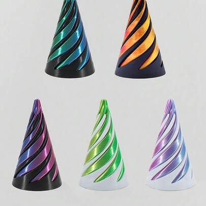 多尺寸可翻转螺旋锥形3D打印，螺旋结构桌面装饰，圣诞节、生日派对、青少年及成人完美礼物，3D，减压玩具，适合14岁以上人群，陀螺，指尖滑块