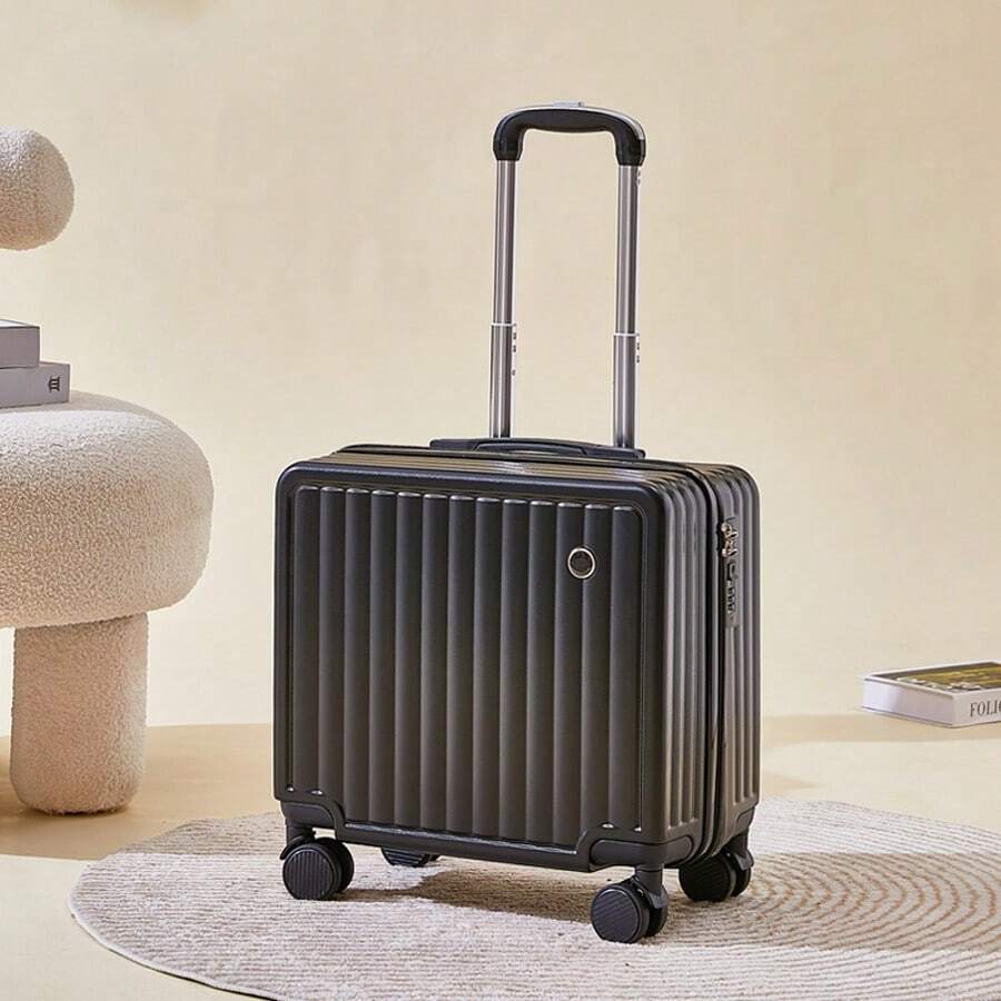 18 Inch Compact Rolling Luggage Suitcase With 4 Spinner Wheels, Travel Trolley Case With Combination Lock - Black - View 1