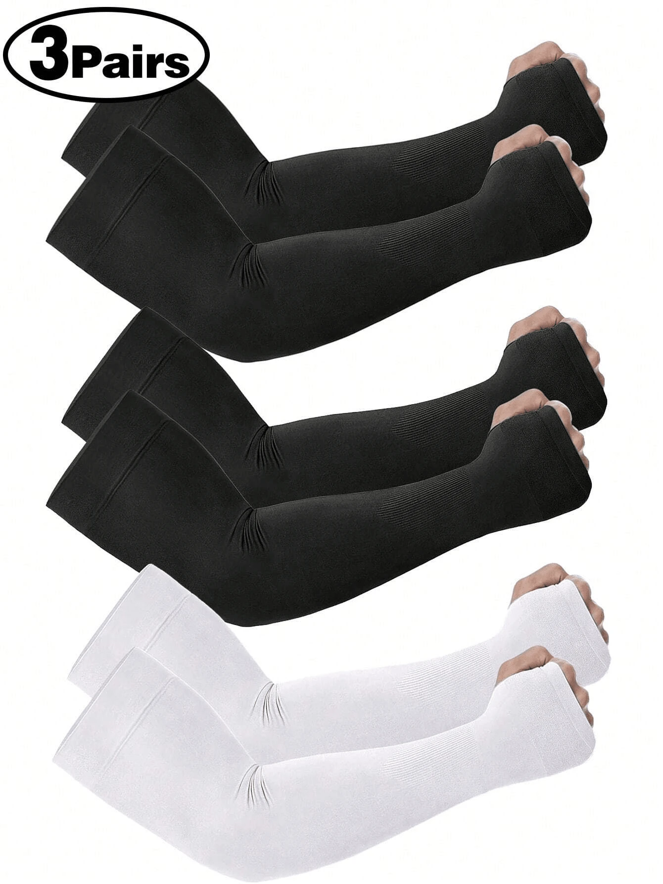 3 pares de mangas para el brazo unisex, mangas de compresión para hombres, mangas protectoras contra el sol para hombres y mujeres, adecuadas para la escuela, el Día de la Madre, los jóvenes, guantes bloqueadores del sol - Multicolor - Añade 3